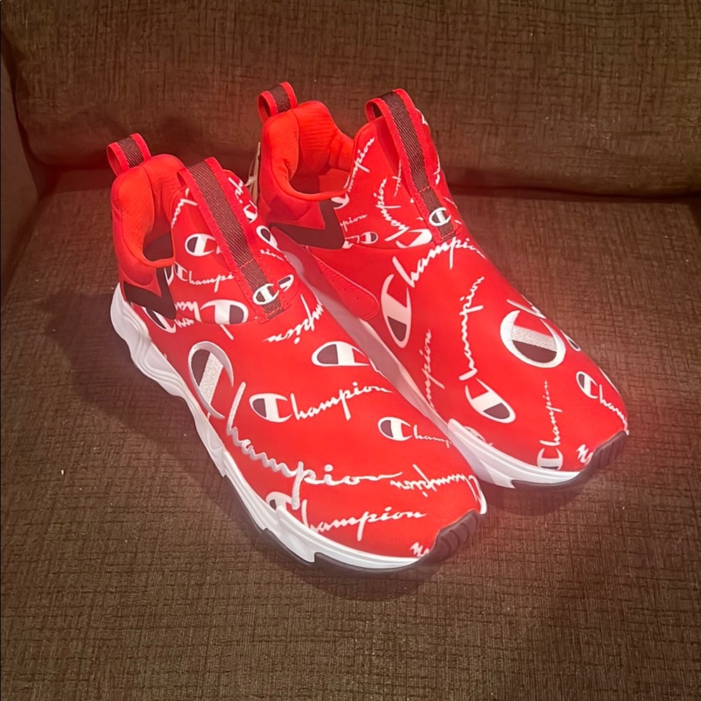 Champion Men’s Red and White Slip-On Sneakers
